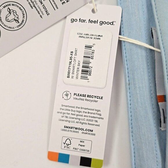 NWT Smartwool Smartloft Women's Quilted Pull On Skirt Winter Sky Blue Pockets XS - Picture 12 of 16